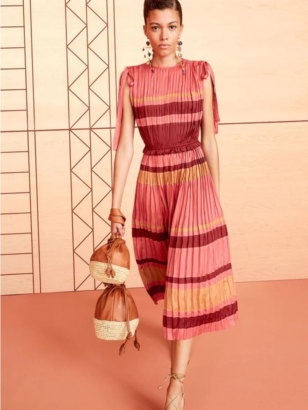 Ulla Johnson Alessa Dusty Rose Pleated Tank Dress